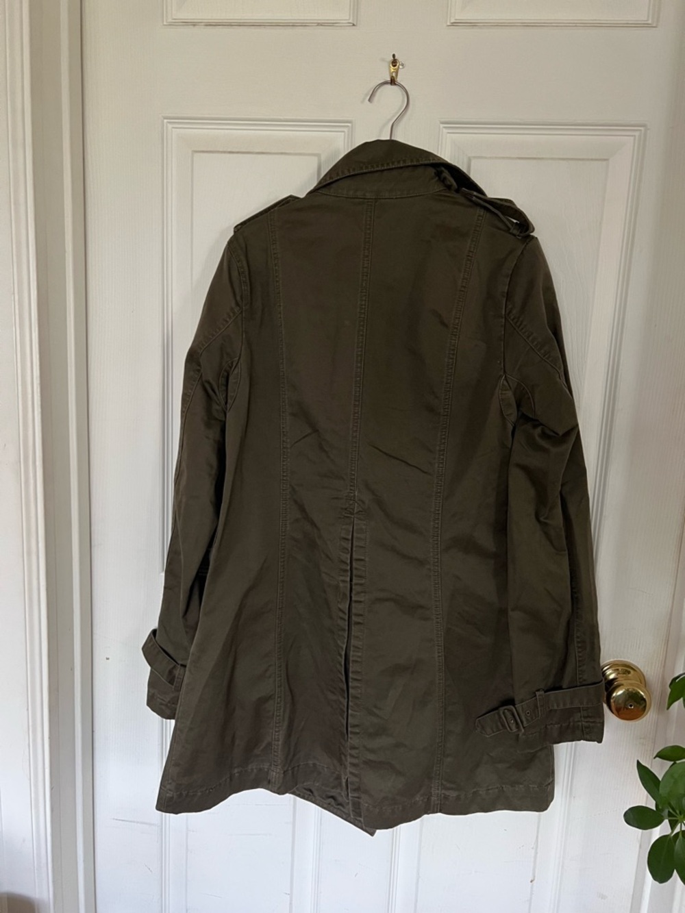 Michael Stars Olive Green Trench Jacket XS Utility Military Double Breasted Coat - Picture 4 of 5